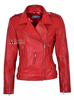 Buy Ladies Real Leather Jacket Designer Fashion Biker Classic Style Lambskin Jacket • 41.65£