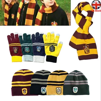 Buy Harry Potter Beanie Hat Scarf Glove Gryffindor Slytherin Ravenclaw Hufflepuff  • 7.78£