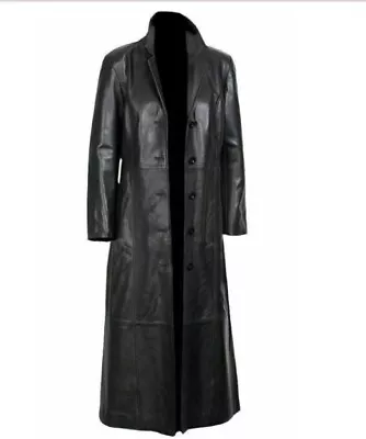 Buy Womens Pure Leather Black Trench Coat Steampunk Gothic Long Coat Jacket Winter • 44.99£