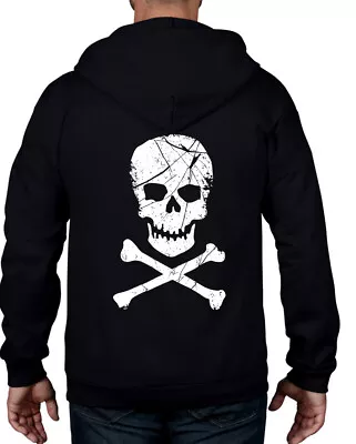 Buy SKULL & CROSSBONES FULL ZIP HOODIE - Got Punk Emo Halloween Skeleton T-Shirt • 29.95£