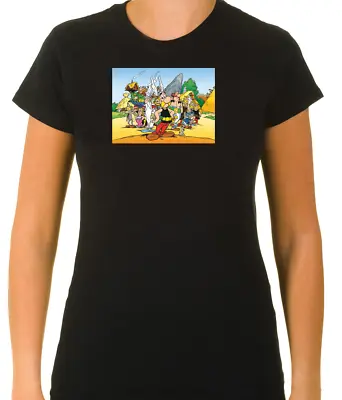 Buy Asterix & Obelix Funny Characters  3/4 Short Sleeve T Shirt Woman F065 • 9.51£