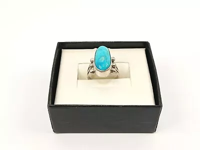 Buy MY ESTATE JEWELRY Vtg 925 Sterling Silver Genuin Natural Turquoise Cabachon Ring • 85.04£