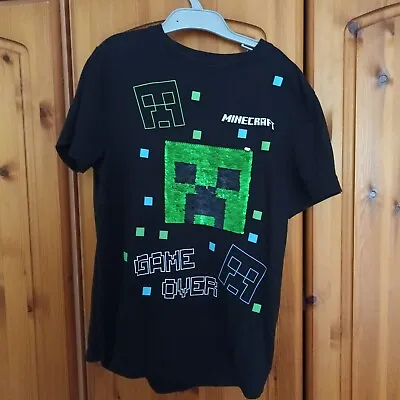 Buy George Asda Minecraft Creeper / Boom Sequin T-Shirt 9/10 Years • 3.98£