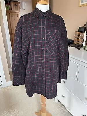 Buy H&M Shirt Womens Size S Oversized Brand New Black Red Checked Flannel Cotton Top • 8.80£