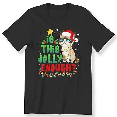 Buy Is This Jolly Enough Men's Ladies T-shirt Christmas Funny Grumpy Cat Gift Top • 12.99£