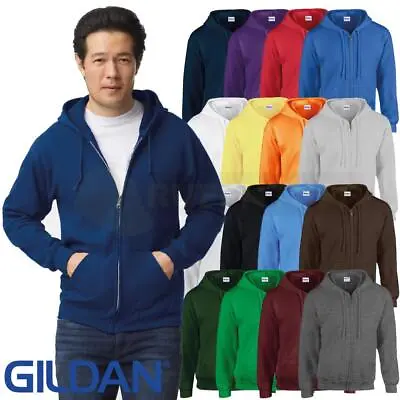 Buy Gildan Heavy Full Zip Hoodie Mens Classic Hooded Sweatshirt Unisex Jumper Top • 19.99£
