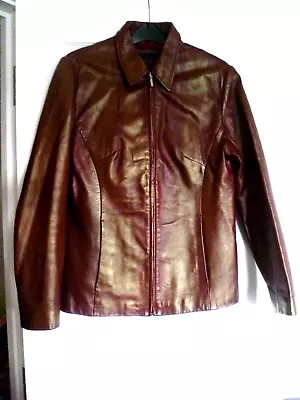 Buy Ladies 020 Wallace Sacks Leather Jacket Burgandy Size 10 • 45£