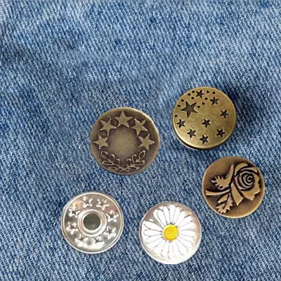 Buy 5pcs Detachable 17mm Nail-free Jean Metal Button For Denim Jacket Trouser Skirt • 2.98£