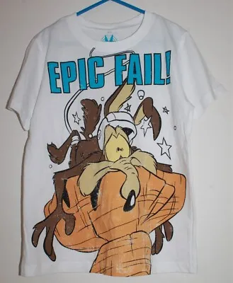 Buy Looney Tunes Wile E. Coyote Epic Fail Character White T-Shirt Kids Size 6 BNWT  • 10.54£
