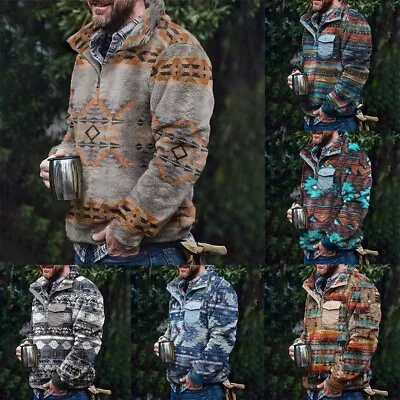Buy Hoodies Pullover Male Mens Polyester Retro Winter Brand New Button Collar • 20.42£