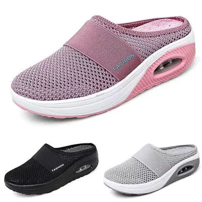 Buy Womens Slip On Trainers Loafer Sneakers Casual Backless Flats Comfort Shoes Size • 13.19£