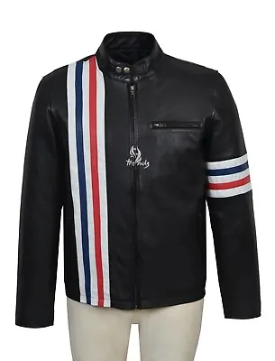 Buy EASY RIDER' Men's Jacket Black USA Motorcycle Stripes Lambskin Leather Jacket • 95.99£