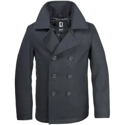 Buy Brandit Pea Coat Double Breasted Winter Wool Navy Reefer Jacket Vintage Style  • 69.95£