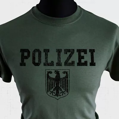 Buy POLIZEI T Shirt Reto German Eagle Police Authority Vintage Green • 14.99£