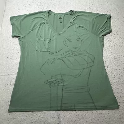 Buy Disney Store Women's XL Mulan Princess Green Short Sleeve V-Neck Graphic T-Shirt • 12.78£