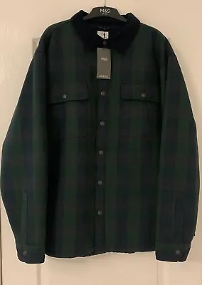 Buy M&S The Overshirt  BORG Fleece Lined Check Lumberjack Jacket Shacket Green 3XL • 26.99£