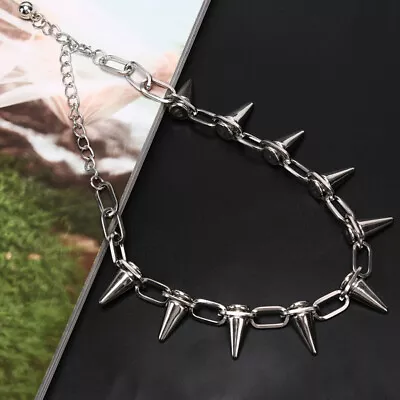 Buy Spike Rivet Punk Collar Necklace Goth Rock Biker' Link Chain Choker Jewelry SH • 4.51£