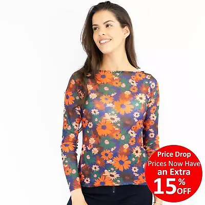 Buy Karen Millen Womens T-Shirt Orange Purple Floral Summer Holiday Lightweight • 14.36£