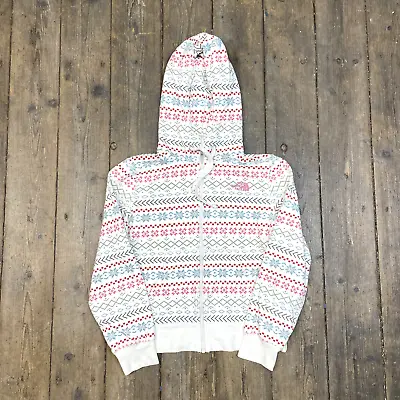Buy The North Face Hoodie Full Zip Christmas Sweatshirt, White, Womens Medium • 25£