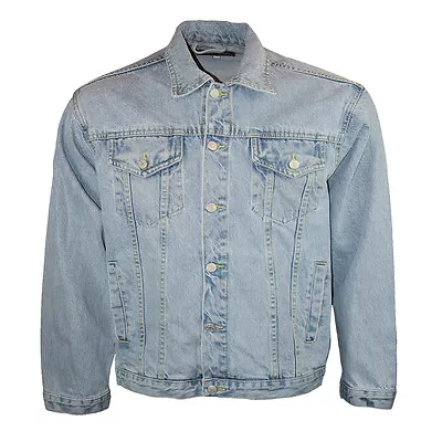 Buy Mens Denim Jean Jacket Aztec Casual Regular Fit Top Stonewash Blue Black S-4XL • 29.99£