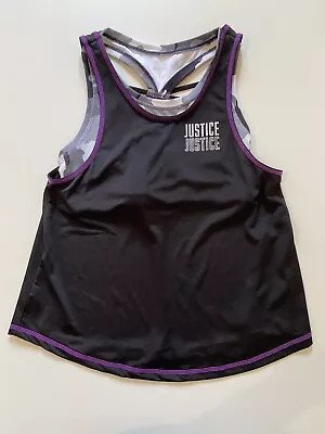 Buy Girls Justice Active Black Grey Purple Sleeveless Top Age 14 • 3£