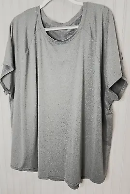 Buy All In Motion Womens TSHIRT 4X Gray Activewear Short Sleeve Stretch Spandex • 15.42£