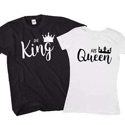 Buy The King His Queen T-Shirt Cute Couple Tshirts Valentines Day Boyfriend L175 • 14.99£