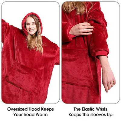 Buy Hoodie Oversized Blanket Fleece Ultra Big Giant Comfy Hooded Sweatshirt Adult • 12.99£