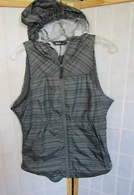 Buy Pulse Gray On Gray Stripe Front Zip Hoodie Sleeveless Top Women's Size S • 4.82£