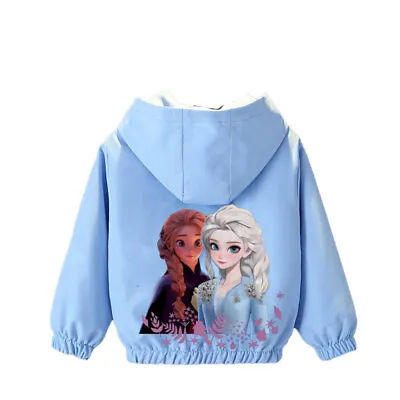 Buy New Elsa Kids Girls Baseball Uniform Hooded Elsa Princess Top Jacket Windbreaker • 12£