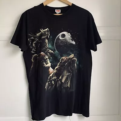 Buy VINTAGE Star Wars Ewok Endor Death Star T Shirt Mens Small Black Front Graphic • 24£