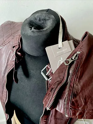 Buy EMP Gipsy  Real Leather Jacket Womens Fitted Size L/12 BNWT Burgundy RRP£149 • 85£