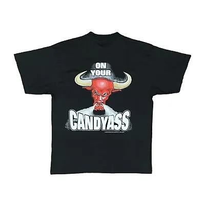 Buy WWF The Rock Vintage 90s Smack Down Graphic T Shirt Bull Small Black Wrestling • 42.46£