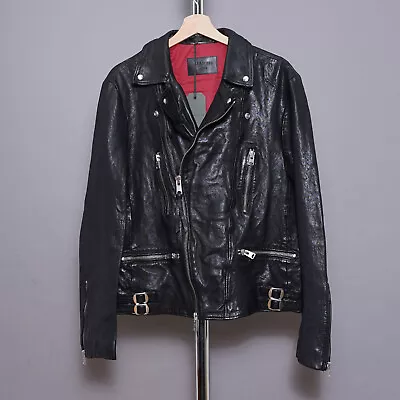 Buy ALL SAINTS MAZO Leather Jacket MEDIUM Mens Black Moto Biker Celebrity M *BNWT* • 249.99£