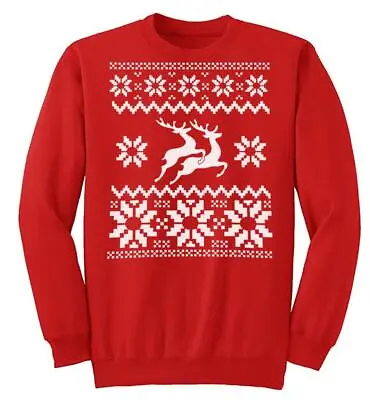 Buy Adults Randy Reindeer Rudolph Fun Festive Red Unisex Xmas Christmas Jumper • 22.91£