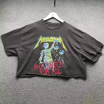 Buy Metallica And Justice For All Cropped T-Shirt Women 2X Short Sleeve Graphic Gray • 14.47£