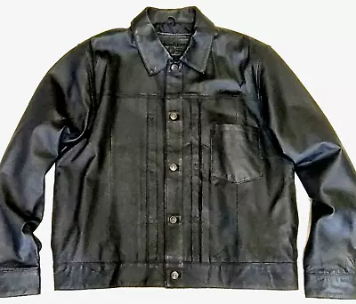 Buy Lightweight Black Leather Type 1 Trucker Style Jacket - Xl - Excellent Condition • 65£