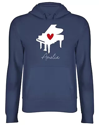 Buy Personalised Love Piano Hoodie Mens Womens Any Name Red Heart Top Gift • 17.99£