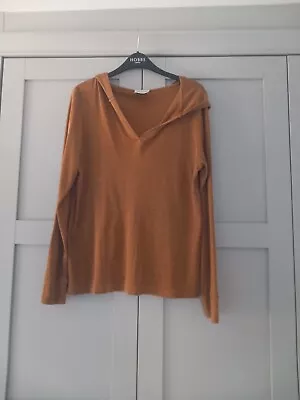 Buy Wrap London Ladies Light Jersey Long Sleeve Rust Brown Hoodie Size UK14R VGC • 15£