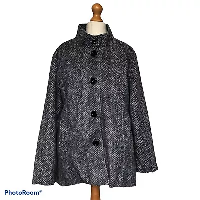 Buy Anne De Lancay Womens Grey Chevron Fleece Hip Coat Jacket Pockets Size Medium • 7.67£