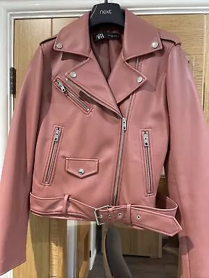 Buy Zara Pink Ladies Medium Faux Leather Jacket • 25£