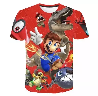 Buy Summer Kids Boys Girls Clothes Super Mario T-shirt Tops 3D NEW • 10.59£