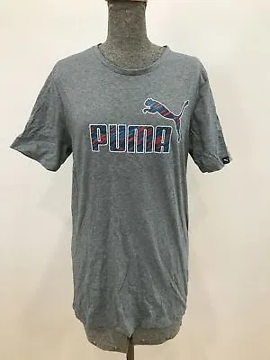 Buy EUC Puma Grey T Shirt Sports Casual White Blue Red Logo 100% Cotton Size M • 12.49£