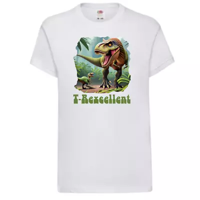 Buy Trex Is T-Rexcellent Fun Dinosaur Kids Tee Shirt - Add Name Or Message • 6.99£