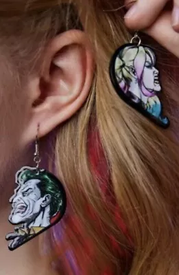 Buy Harley Quinn & The Joker Earrings DC Comics Cute Fashion Jewellery | BRAND NEW • 4.99£