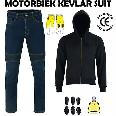 Buy Motorbike Racing Suits Motorcycle Denim Jeans CE Trousers Fleece Hoodie Jacket U • 89.99£