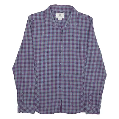 Buy TIMBERLAND Slim Fit Flannel Shirt Purple Check Long Sleeve Womens XL • 16.99£