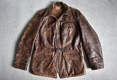Buy Vtg 40s Admiral Byrd Distressed Pony Horsehide Leather Half Belt Coat Jacket M • 150£