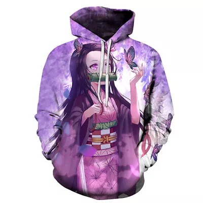 Buy Anime Demon Slayer Kamado Nezuko Hoodie Sweatshirt Womens Hooded Pullover Tops • 24.59£
