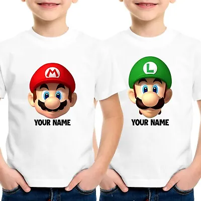 Buy Personalised Mario T-shirt Luigi Gamer Games Men Kids Boys Adult Tee Top Gifts • 7.99£